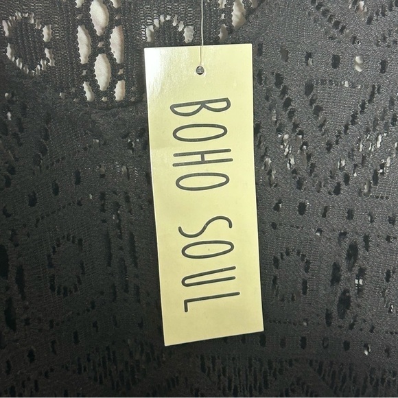 Boho Soul Black Lace Ruffle Waist Tie Coverup, NWT - Picture 10 of 15